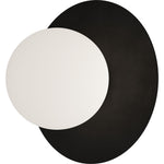 Calibo Crest Opal Glass 120mm Orb Wall Light Round Plate 200mm | Black - Dubbo Lighting Centre