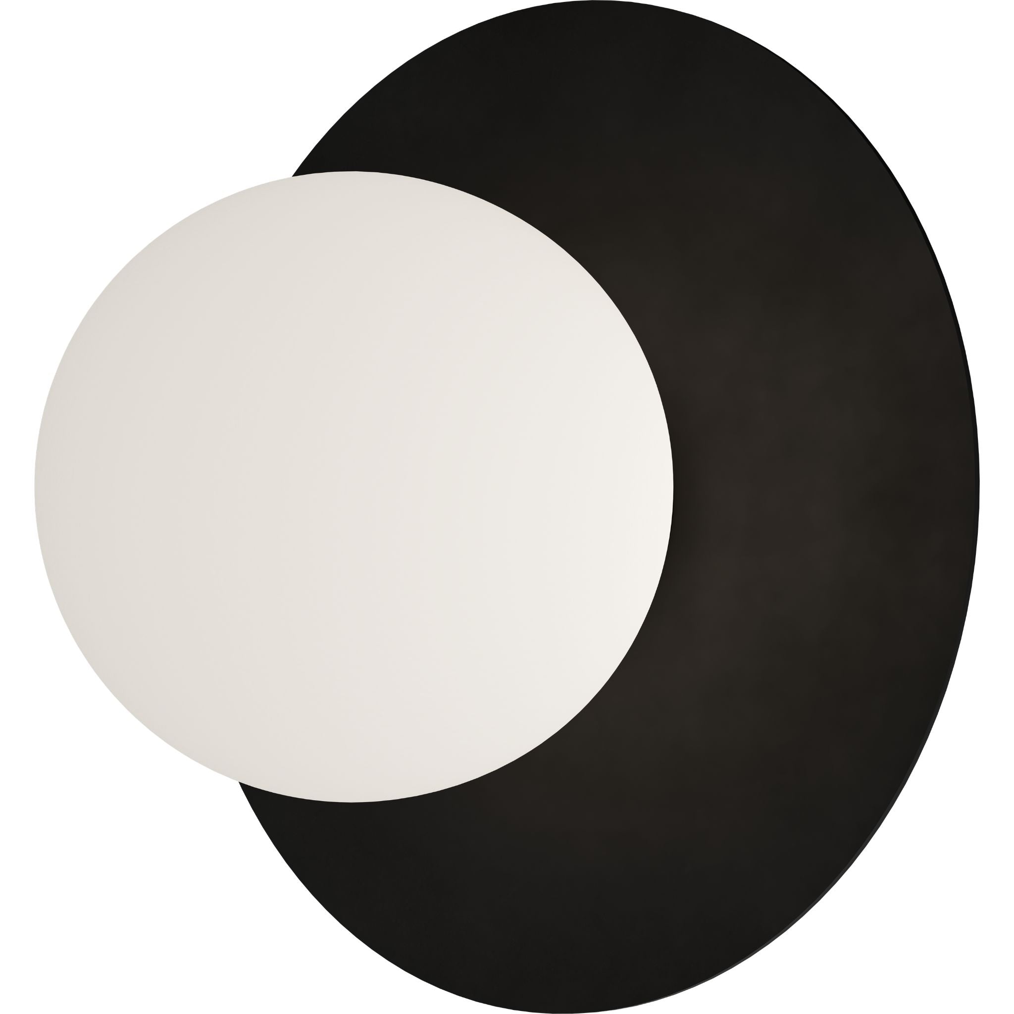 Calibo Crest Opal Glass 120mm Orb Wall Light Round Plate 200mm | Black - Dubbo Lighting Centre
