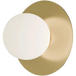 Calibo Crest Opal Glass 120mm Orb Wall Light Round Plate 200mm | Brass - Dubbo Lighting Centre
