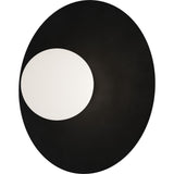 Calibo Crest Opal Glass 120mm Orb Wall Light Round Plate 300mm | Black - Dubbo Lighting Centre