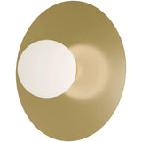 Calibo Crest Opal Glass 120mm Orb Wall Light Round Plate 300mm | Brass - Dubbo Lighting Centre