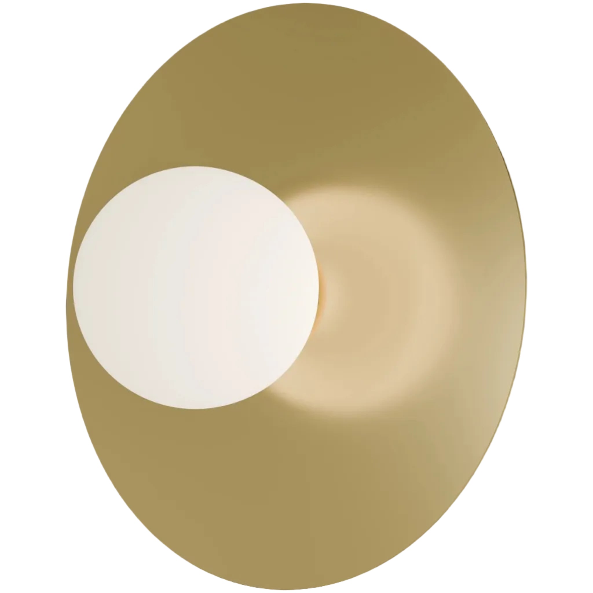 Calibo Crest Opal Glass 120mm Orb Wall Light Round Plate 300mm | Brass - Dubbo Lighting Centre
