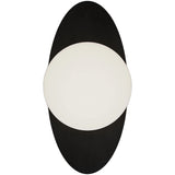 Calibo Crest Opal Glass 140mm Orb Wall Light Oval Plate 300mm | Black - Dubbo Lighting Centre