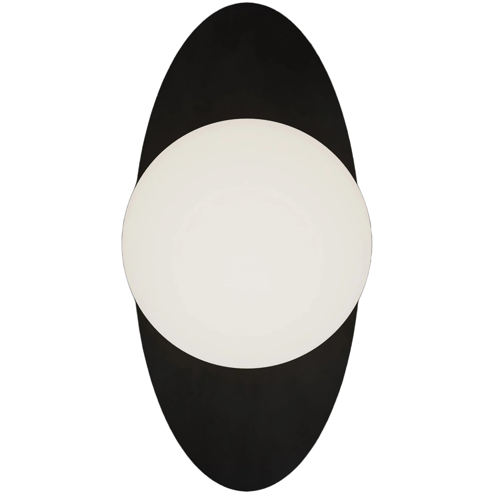 Calibo Crest Opal Glass 140mm Orb Wall Light Oval Plate 300mm | Black - Dubbo Lighting Centre
