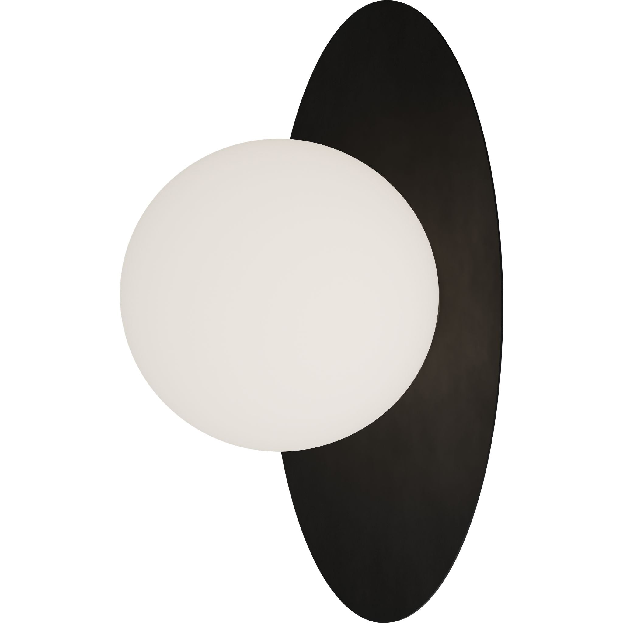 Calibo Crest Opal Glass 140mm Orb Wall Light Oval Plate 300mm | Black - Dubbo Lighting Centre