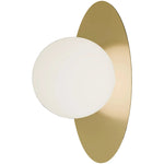 Calibo Crest Opal Glass 140mm Orb Wall Light Oval Plate 300mm | Brass - Dubbo Lighting Centre