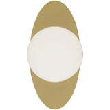 Calibo Crest Opal Glass 140mm Orb Wall Light Oval Plate 300mm | Brass - Dubbo Lighting Centre