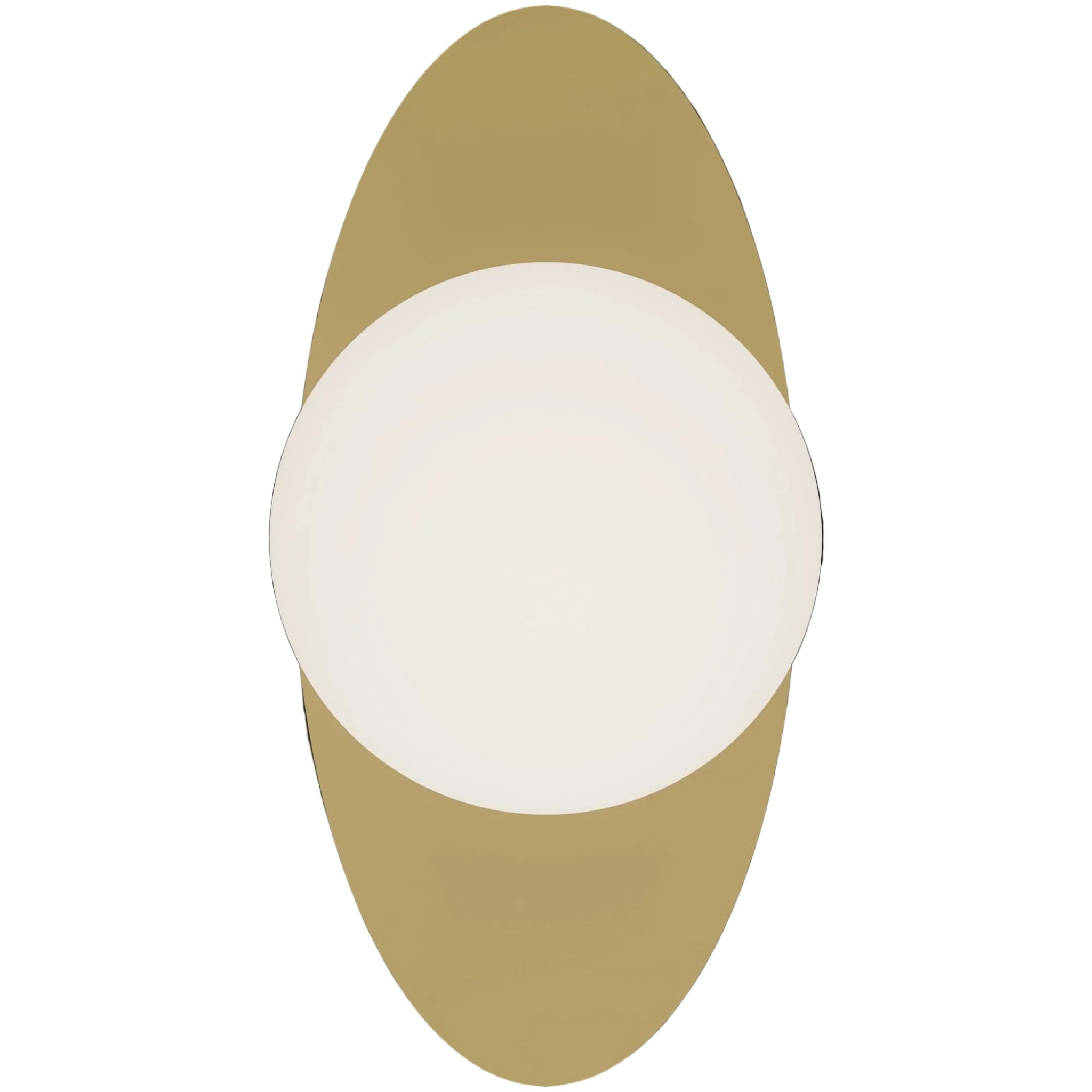 Calibo Crest Opal Glass 140mm Orb Wall Light Oval Plate 300mm | Brass - Dubbo Lighting Centre