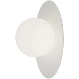 Calibo Crest Opal Glass 140mm Orb Wall Light Oval Plate 300mm | White - Dubbo Lighting Centre