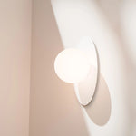 Calibo Crest Opal Glass 140mm Orb Wall Light Oval Plate 300mm | White - Dubbo Lighting Centre