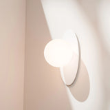 Calibo Crest Opal Glass 140mm Orb Wall Light Oval Plate 300mm | White - Dubbo Lighting Centre