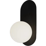 Calibo Crest Opal Glass 140mm Orb Wall Light Oval Plate 320mm | Black - Dubbo Lighting Centre