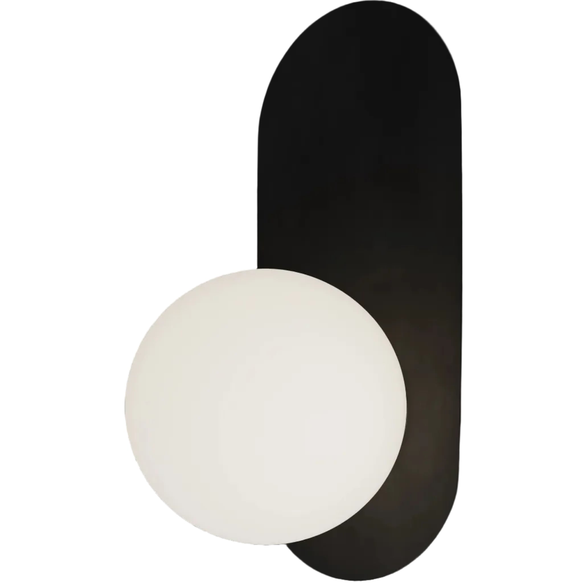 Calibo Crest Opal Glass 140mm Orb Wall Light Oval Plate 320mm | Black - Dubbo Lighting Centre