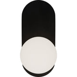 Calibo Crest Opal Glass 140mm Orb Wall Light Oval Plate 320mm | Black - Dubbo Lighting Centre