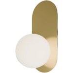Calibo Crest Opal Glass 140mm Orb Wall Light Oval Plate 320mm | Brass - Dubbo Lighting Centre