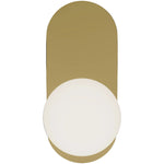 Calibo Crest Opal Glass 140mm Orb Wall Light Oval Plate 320mm | Brass - Dubbo Lighting Centre