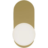 Calibo Crest Opal Glass 140mm Orb Wall Light Oval Plate 320mm | Brass - Dubbo Lighting Centre