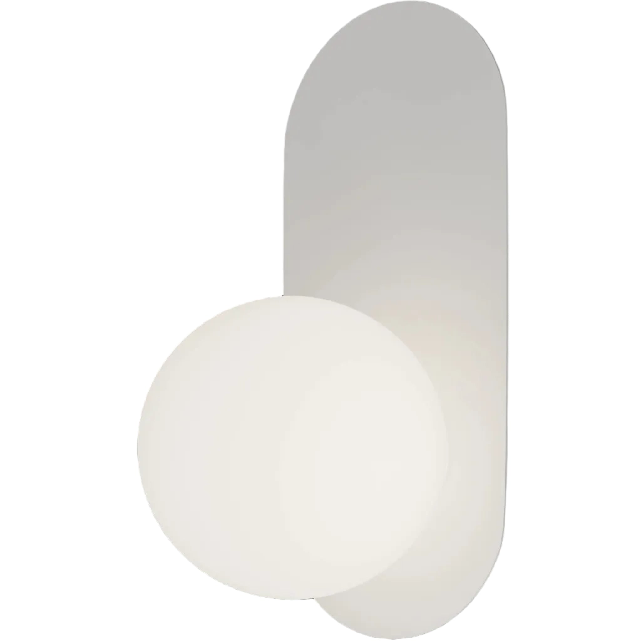 Calibo Crest Opal Glass 140mm Orb Wall Light Oval Plate 320mm | White - Dubbo Lighting Centre