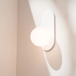 Calibo Crest Opal Glass 140mm Orb Wall Light Oval Plate 320mm | White - Dubbo Lighting Centre
