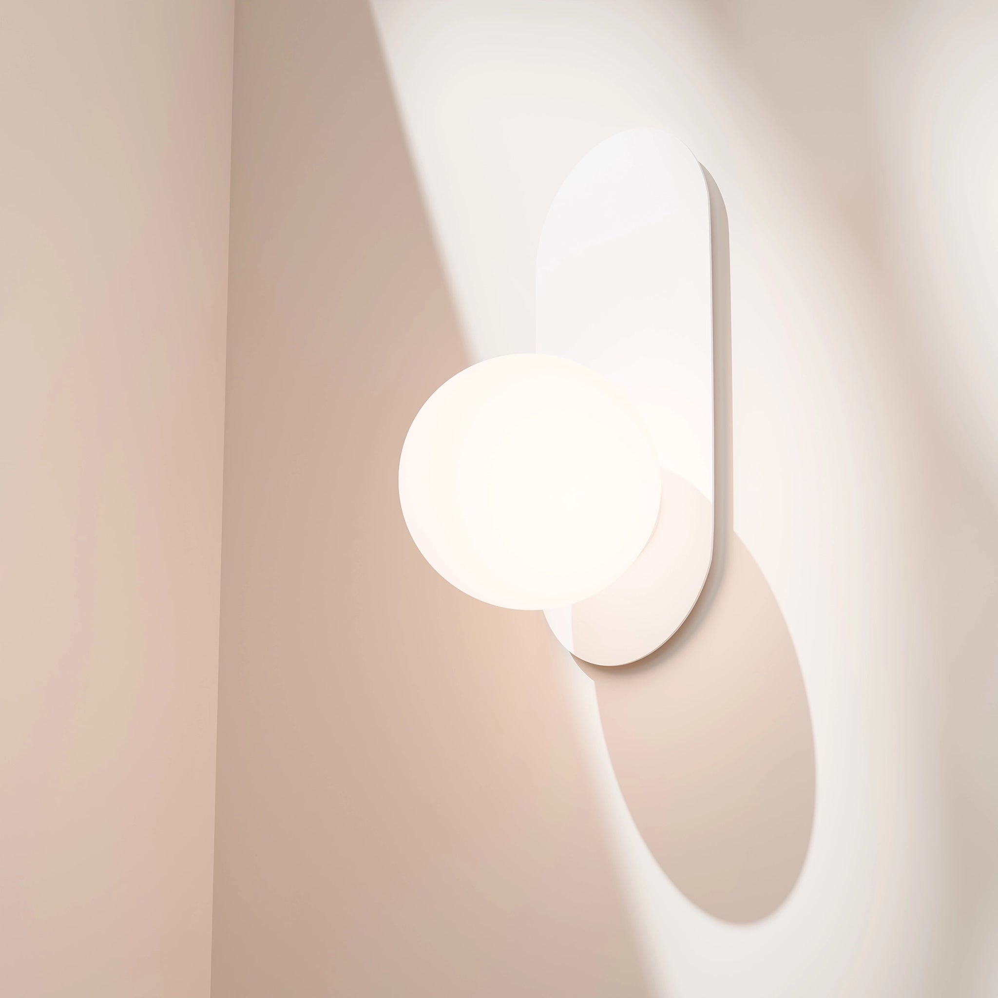 Calibo Crest Opal Glass 140mm Orb Wall Light Oval Plate 320mm | White - Dubbo Lighting Centre