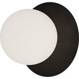 Calibo Crest Opal Glass 140mm Orb Wall Light Round Plate 200mm | Black - Dubbo Lighting Centre
