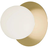 Calibo Crest Opal Glass 140mm Orb Wall Light Round Plate 200mm | Brass - Dubbo Lighting Centre