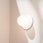 Calibo Crest Opal Glass 140mm Orb Wall Light Round Plate 200mm | White - Dubbo Lighting Centre