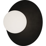Calibo Crest Opal Glass 140mm Orb Wall Light Round Plate 300mm | Black - Dubbo Lighting Centre