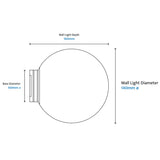 Calibo Crest Opal Glass 140mm Orb Wall Light Round Plate 300mm | Black - Dubbo Lighting Centre