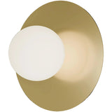 Calibo Crest Opal Glass 140mm Orb Wall Light Round Plate 300mm | Brass - Dubbo Lighting Centre