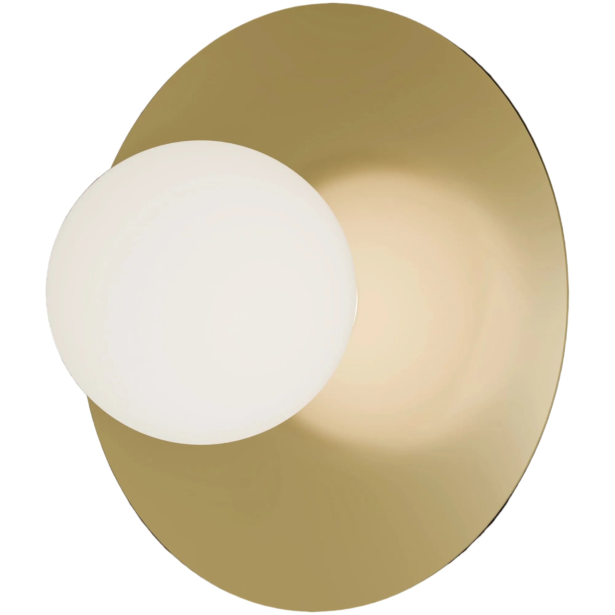Calibo Crest Opal Glass 140mm Orb Wall Light Round Plate 300mm | Brass - Dubbo Lighting Centre