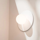 Calibo Crest Opal Glass 140mm Orb Wall Light Round Plate 300mm | White - Dubbo Lighting Centre
