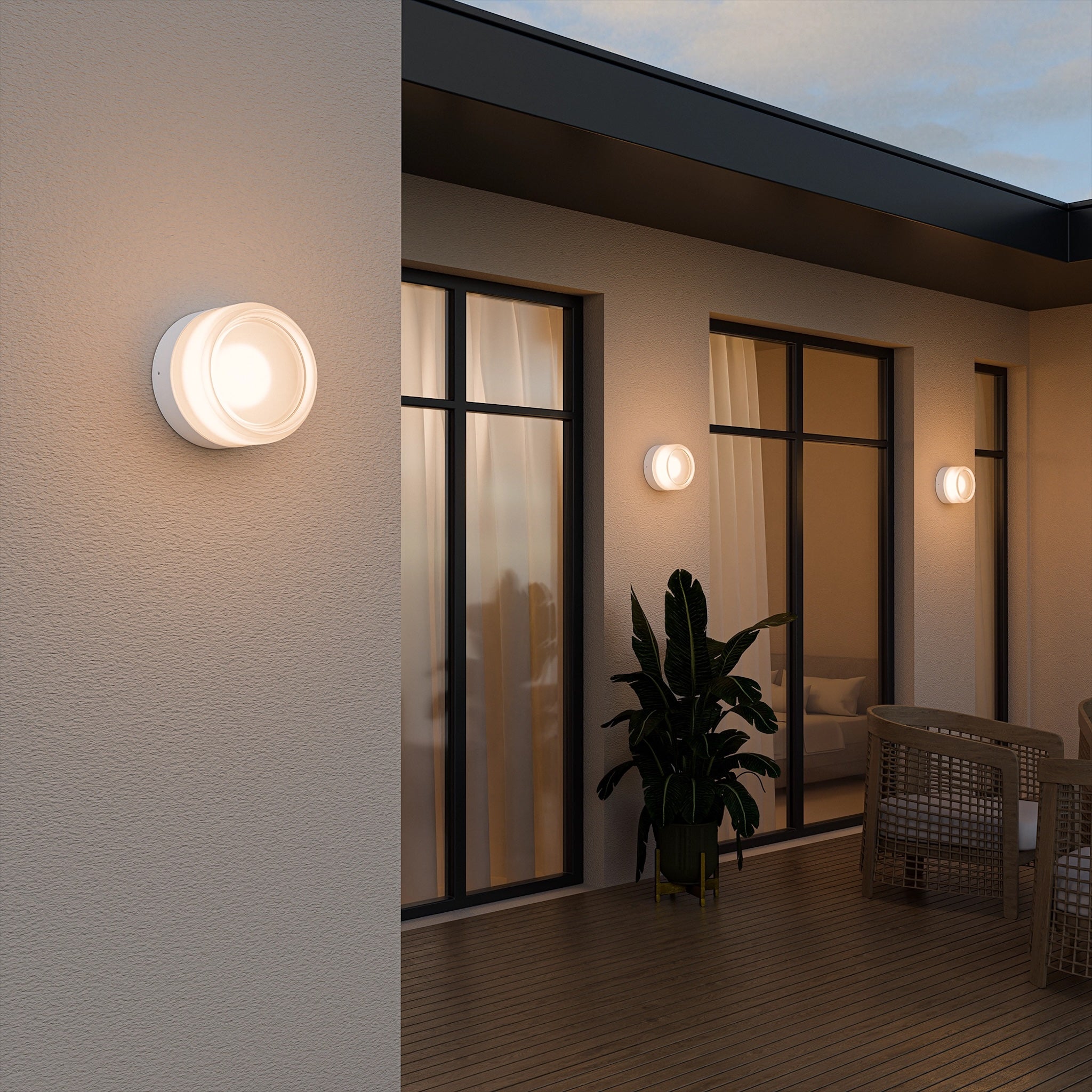 Calibo Gull Round Frosted Acrylic 3CCT LED Exterior Wall Light | White - Dubbo Lighting Centre