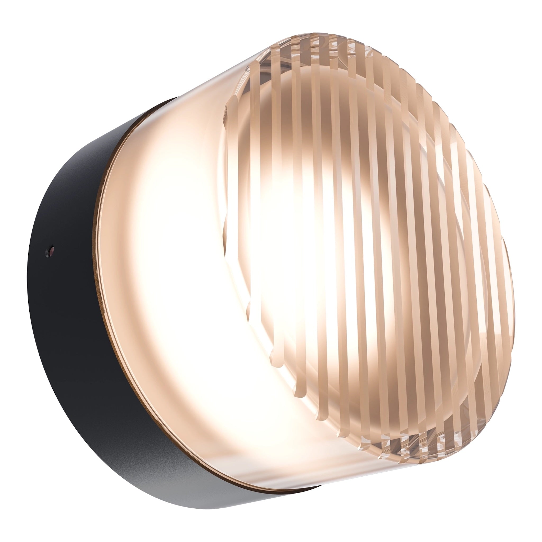 Calibo Gull Round Ribbed Acrylic 3CCT LED Exterior Wall Light | Black - Dubbo Lighting Centre