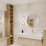 Calibo Gull Round Ribbed Acrylic 3CCT LED Exterior Wall Light | Brass - Dubbo Lighting Centre