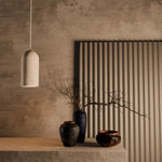 Calibo Inspire Crafted Travertine Round Top Cylinder Pendant Light | Beige - Dubbo Lighting Centre