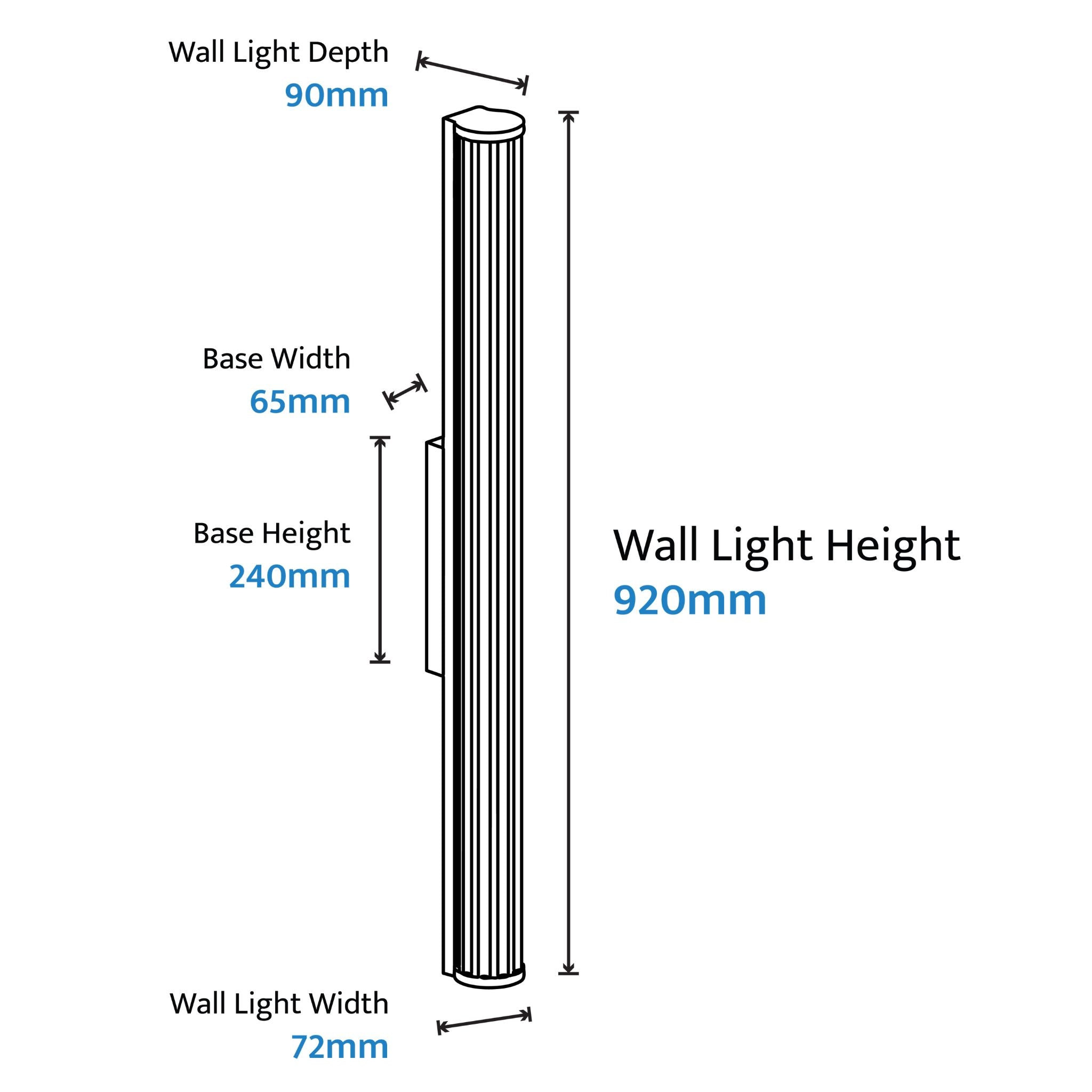 Calibo Junco Vertical Slimline Tubular 3CCT LED Exterior Wall Light | Large - Dubbo Lighting Centre