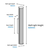 Calibo Junco Vertical Slimline Tubular 3CCT LED Exterior Wall Light | Medium 4 - Dubbo Lighting Centre