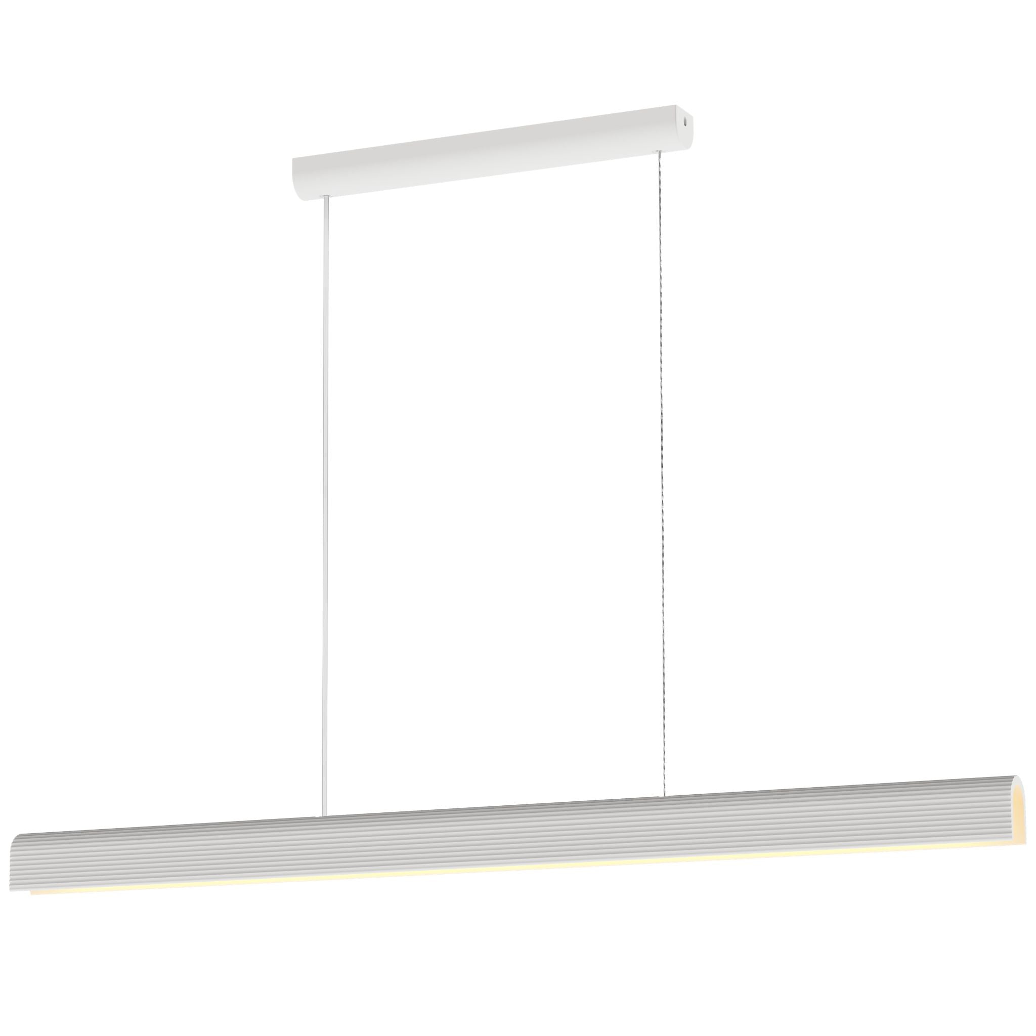 Calibo Munia Sculptural Ribbed LED Linear Pendant with Paintable Gypsum Surface | White - Dubbo Lighting Centre