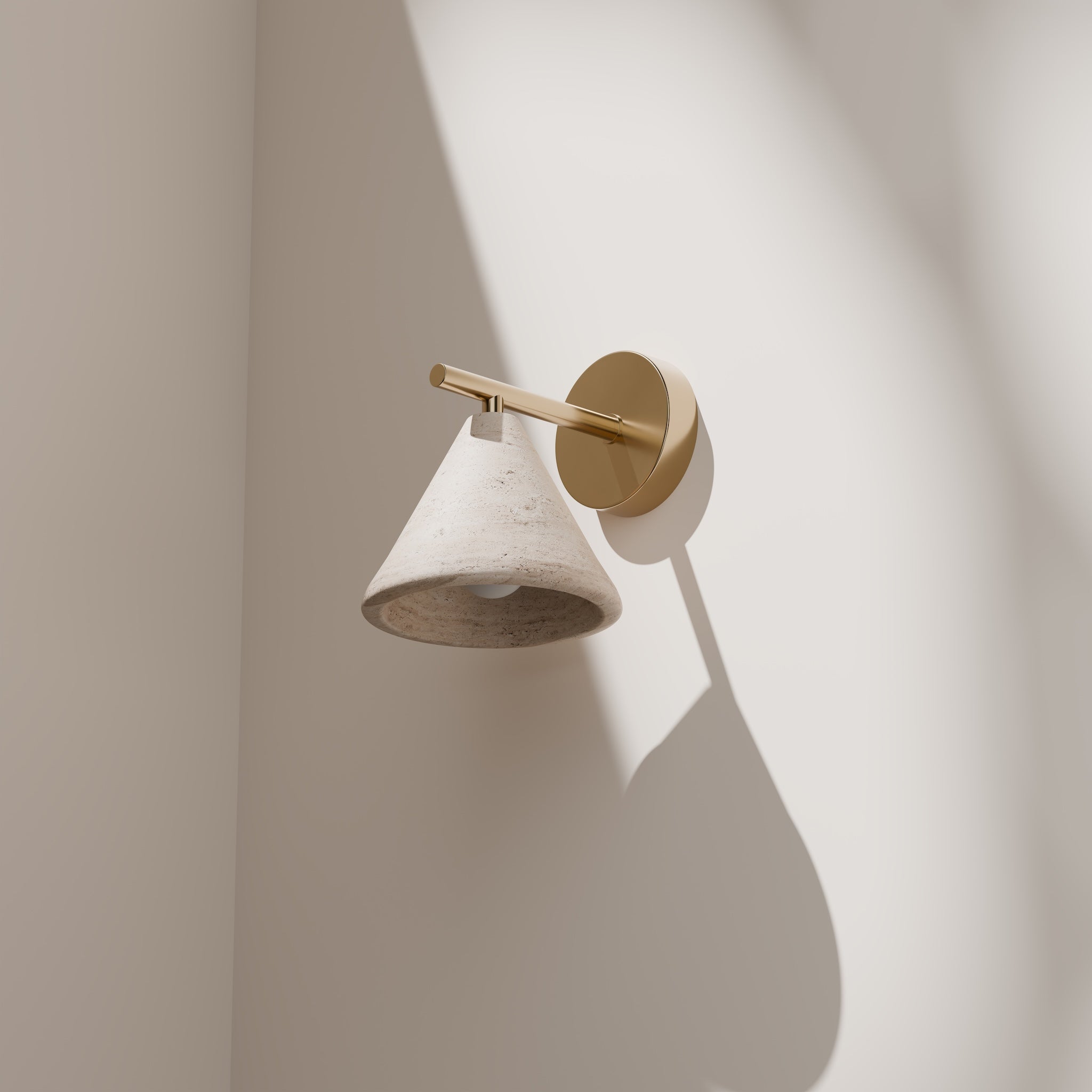 Calibo Orville Modern Travertine Stone Cone Wall Light | Beige - Dubbo Lighting Centre