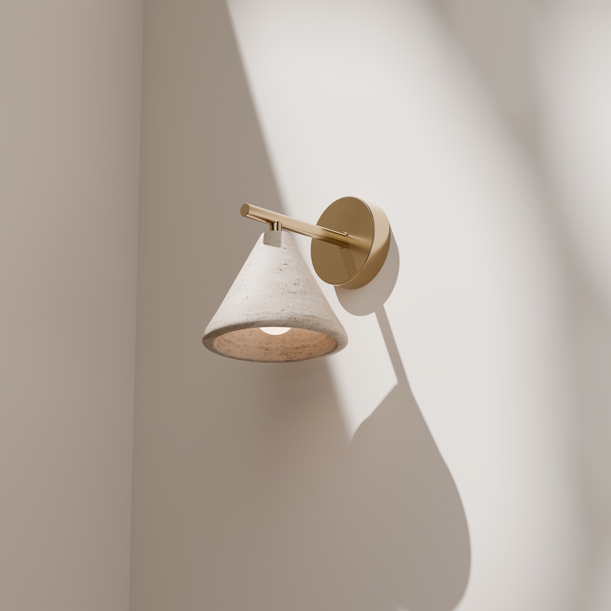 Calibo Orville Modern Travertine Stone Cone Wall Light | Beige - Dubbo Lighting Centre