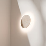 Calibo Orville Travertine Stone Eclipse Wall Light | Beige - Dubbo Lighting Centre