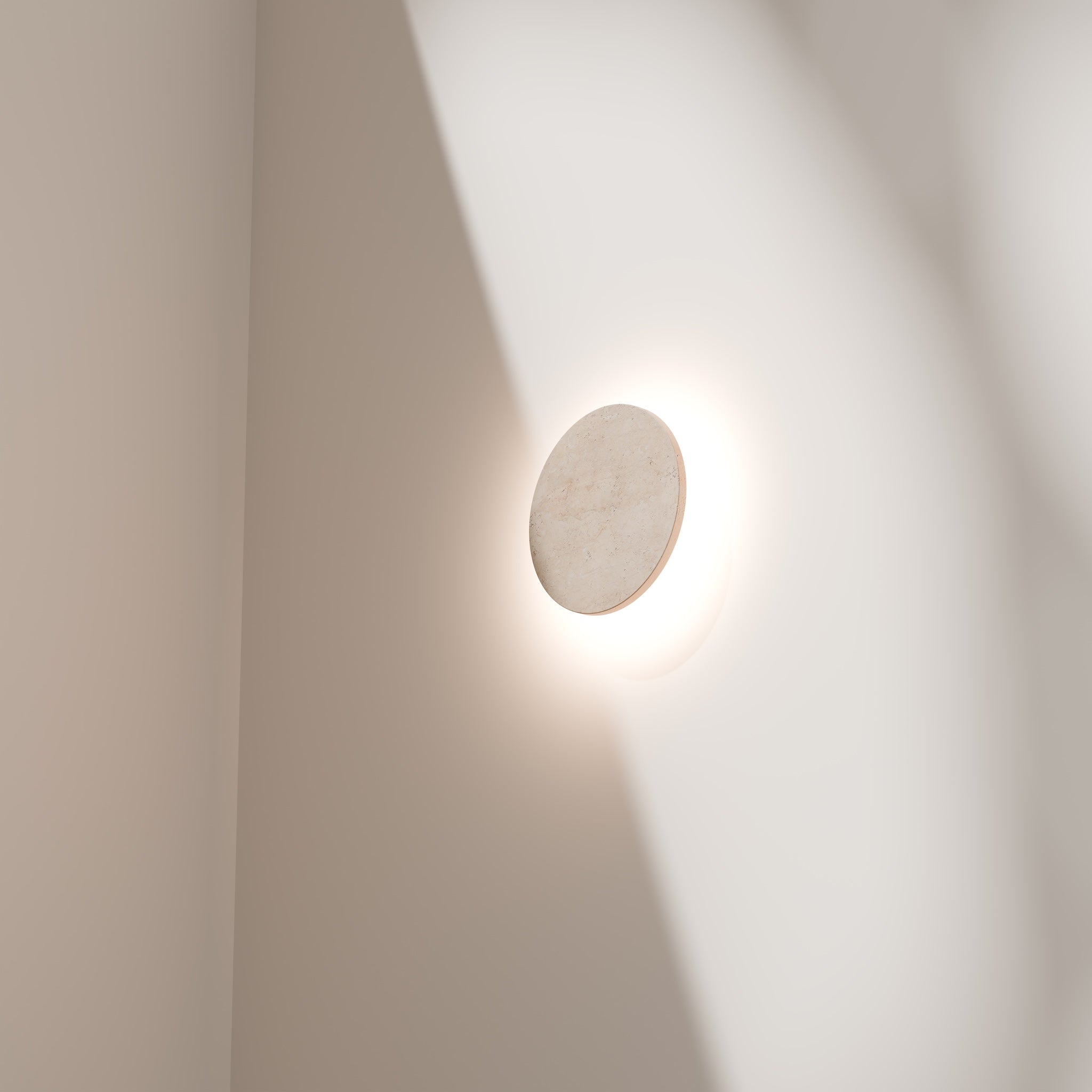 Calibo Orville Travertine Stone Eclipse Wall Light | Beige - Dubbo Lighting Centre