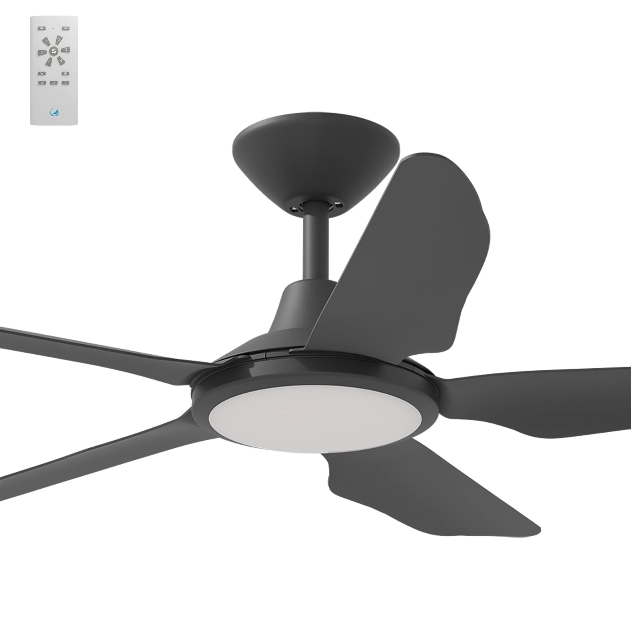 Calibo Storm 42" (1070mm) 5 Blade 18W Tricolour LED Light Indoor/Outdoor DC Ceiling Fan & Remote | Black - Dubbo Lighting Centre