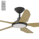 Calibo Storm 42" (1070mm) 5 Blade 18W Tricolour LED Light Indoor/Outdoor DC Ceiling Fan & Remote | Black & Bamboo - Dubbo Lighting Centre