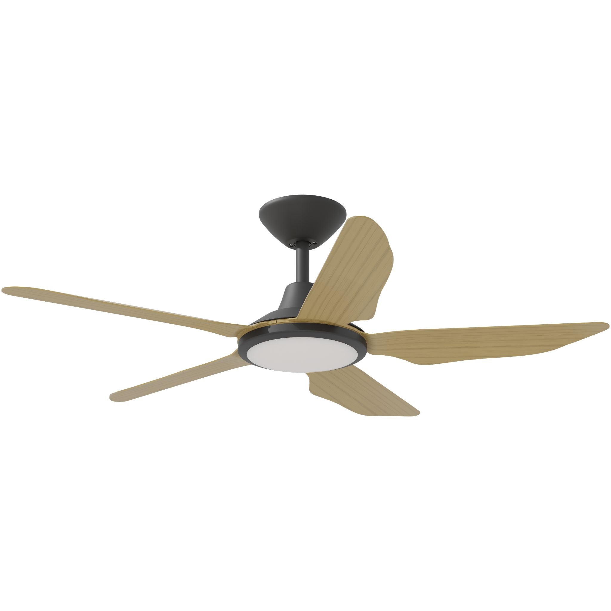 Calibo Storm 42" (1070mm) 5 Blade 18W Tricolour LED Light Indoor/Outdoor DC Ceiling Fan & Remote | Black & Bamboo - Dubbo Lighting Centre