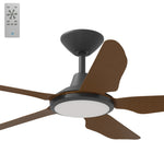 Calibo Storm 42" (1070mm) 5 Blade 18W Tricolour LED Light Indoor/Outdoor DC Ceiling Fan & Remote | Black & Koa - Dubbo Lighting Centre