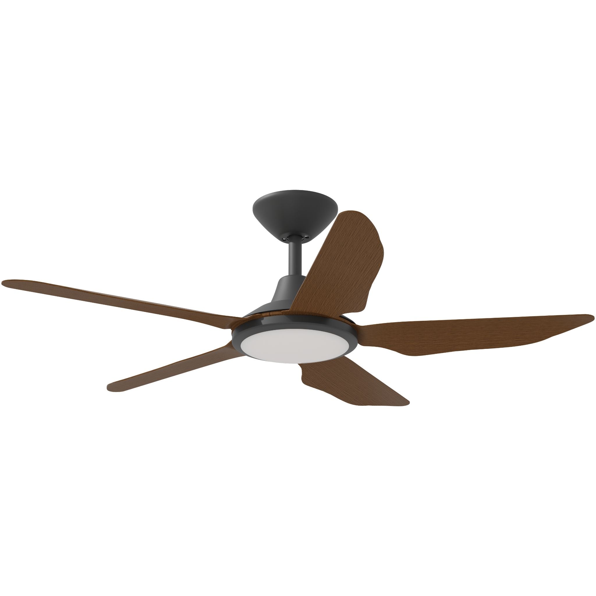 Calibo Storm 42" (1070mm) 5 Blade 18W Tricolour LED Light Indoor/Outdoor DC Ceiling Fan & Remote | Black & Koa - Dubbo Lighting Centre