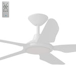 Calibo Storm 42" (1070mm) 5 Blade 18W Tricolour LED Light Indoor/Outdoor DC Ceiling Fan & Remote | White - Dubbo Lighting Centre