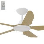 Calibo Storm 42" (1070mm) 5 Blade 18W Tricolour LED Light Indoor/Outdoor DC Ceiling Fan & Remote | White & Bamboo - Dubbo Lighting Centre